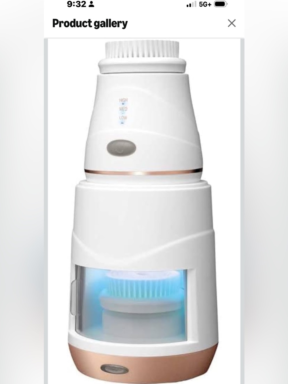 True Glow by Conair Sonic Facial Brush with UV Base - White and Rose Gold
